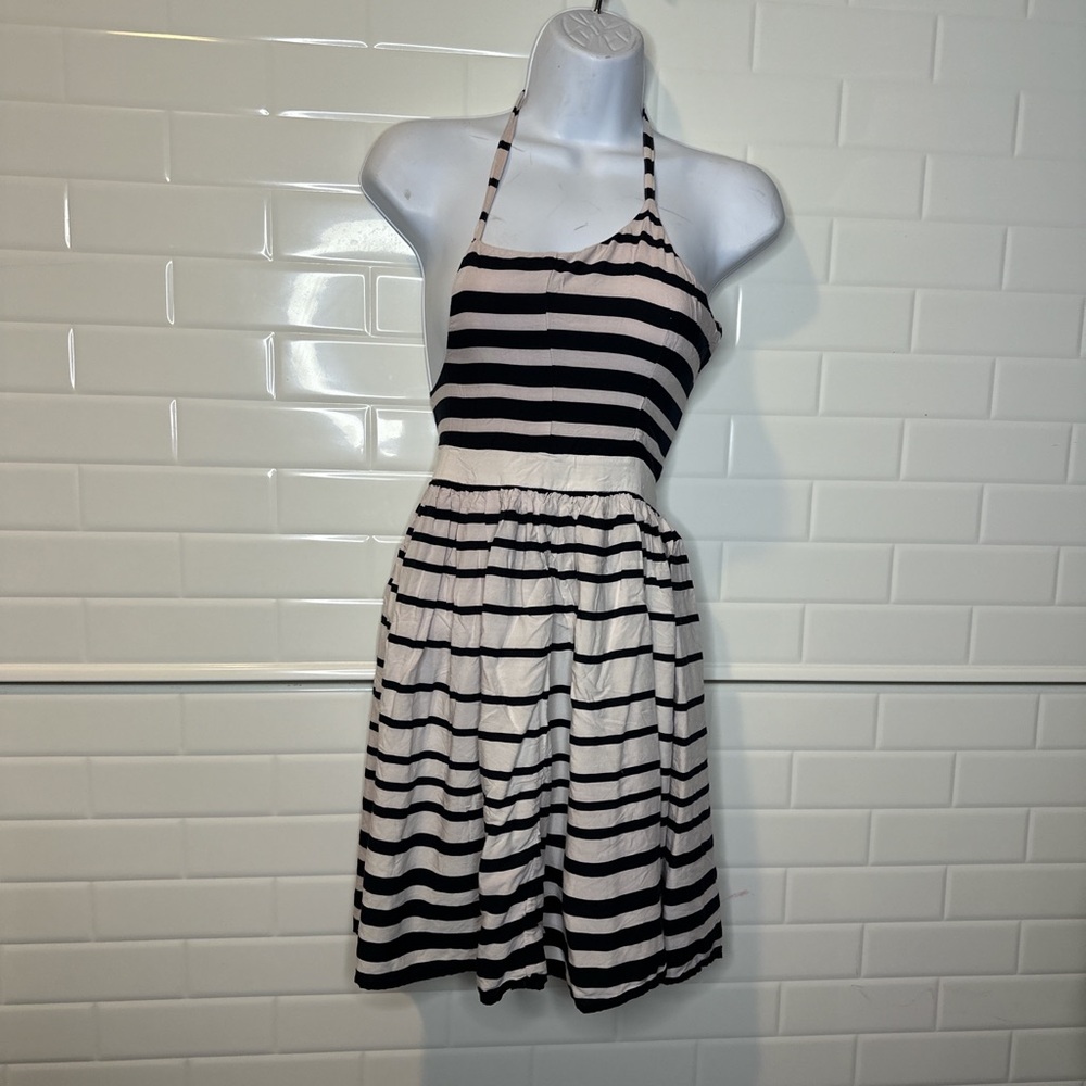 H&M Striped Halter Mini Dress in Black and White